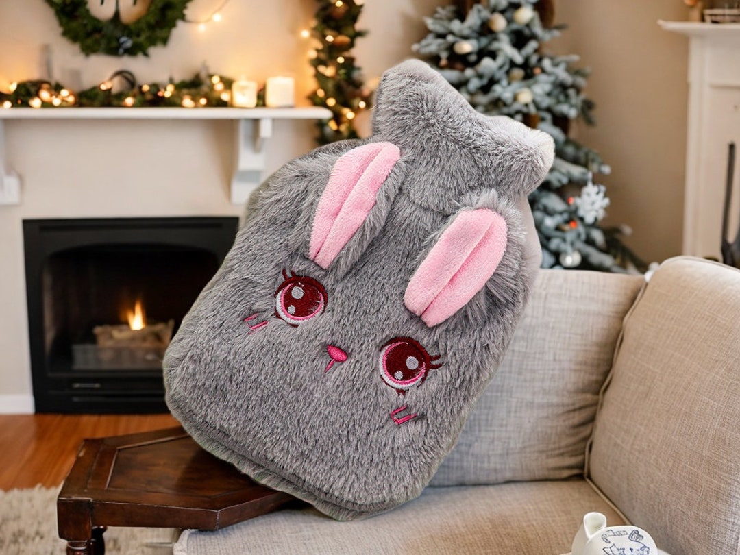 Grey Plush Rabbit Hot Water Bottle Plush Hot Water Bottle Etsy
