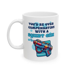 Funny FPS Mug – Gamer Gift for Him or Her, Overcompensating Coffee Cup, Sarcastic Nerd Humor, White Ceramic Mug for Video Game Fans