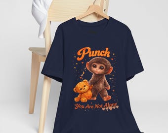 Punch monkey holding teddy You Are Not Alone T-Shirt / Cute animal graphic tee