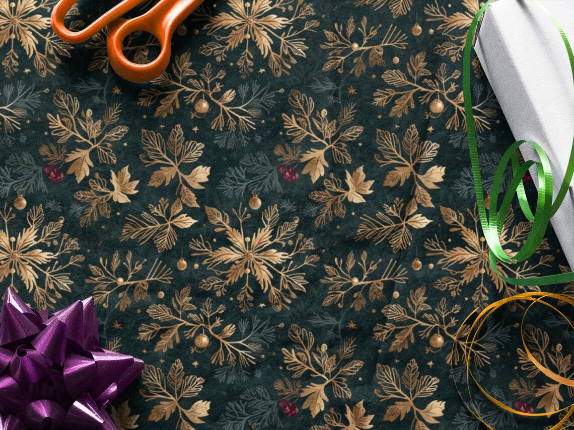 Moody Christmas Wrapping Paper Rolls | Holiday Gift Wrap | Dark Green ...