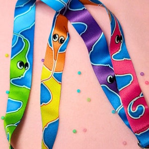 Worm On A String Lanyard | Colorful Childhood Nostalgia | Kidcore Wormcore Meme Lanyard