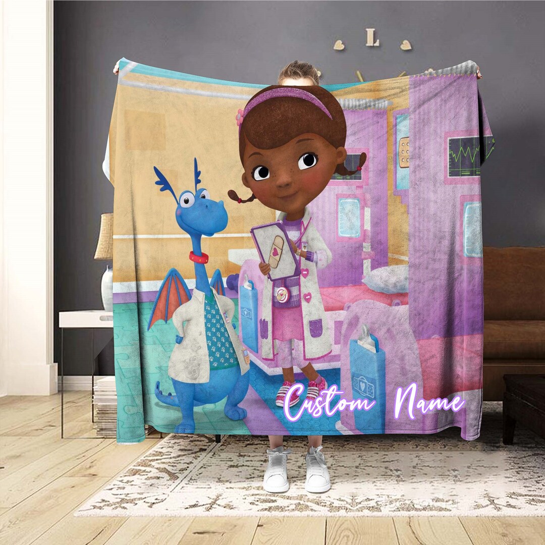 Christmas Gift Doc Mcstuffins Blanket Custom Name Blanket Etsy