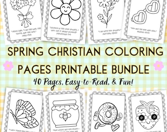 Spring Bible Verse Coloring Pages: Christian Kids Activity (Digital Download)