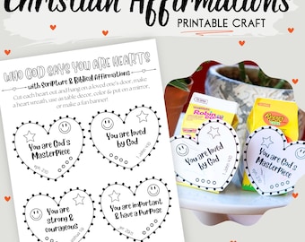 Christian Affirmation Hearts: Bible Verse Coloring Pages (Digital Download)