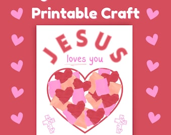 Religious Valentine’s Printable Craft, Jesus Loves You, God, Bible, Sunday School, Christian, Homeschool, Prek, Digital Download, Activity