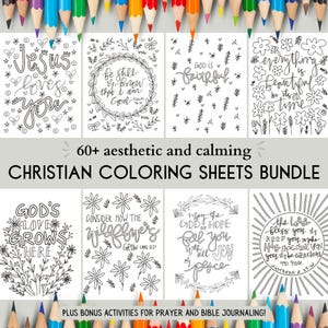 60+ Bibel Verse Malseiten zum ausdrucken, für Inspiration und Entspannung, Jesus, religiöses Malbuch, Gebet, Erwachsene, Aktivitäten