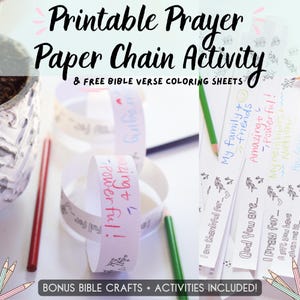 Prayer Paper Chain Printable Prayer Activity Bundle for Kids, Christian, Bible Verse Coloring Sheets, Sunday School, God, DIY, Craft, Kids