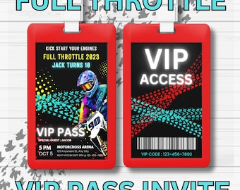 Motocross Birthday VIP Pass Invitation: Dirt Bike BMX Theme (Canva Template)