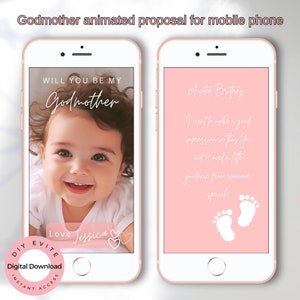 Proposta Você Será Minha Madrinha Evite digital para celular. Cartão de proposta de tia madrinha. Para Android e iPhone 14. Edite no Canva