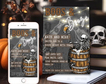 Boos and Booze uitnodigingssjabloon Halloween: digitaal of afdrukbaar (pdf)