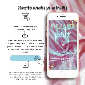 Invitación móvil editable para fiesta de pijamas (descarga digital) imagen 7
