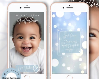 Geanimeerde Godfather Proposal Evite: digitale kaart voor iPhone en Android (Canva Edit)