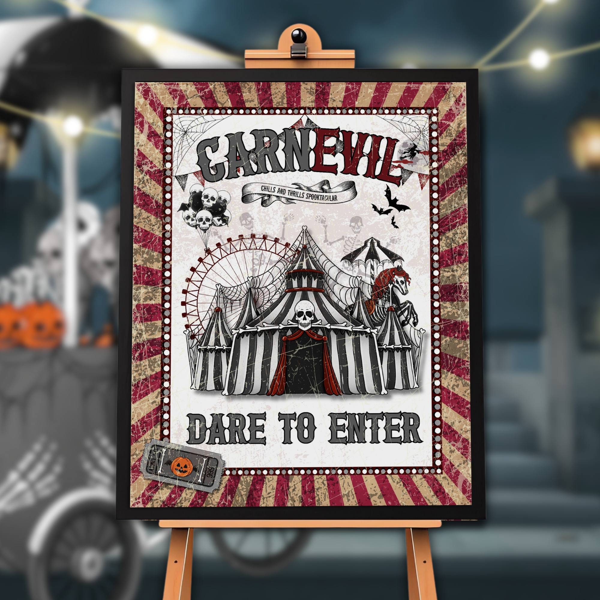Halloween Carnevil Welcome Sign Template: Vintage Gothic Party Decor (Digital Download)