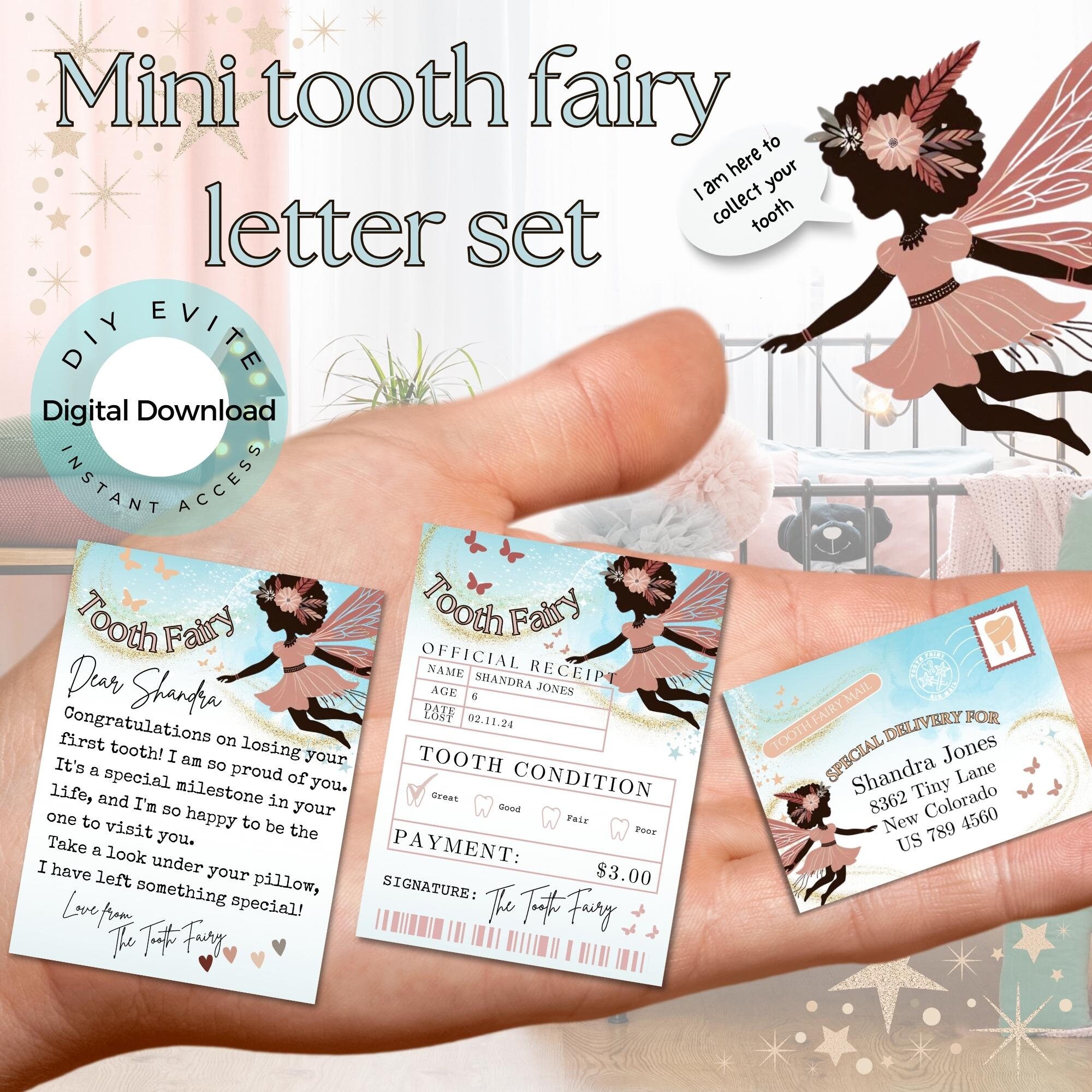 Printable Mini Tooth Fairy Letter Set, Instant Download and Fully ...