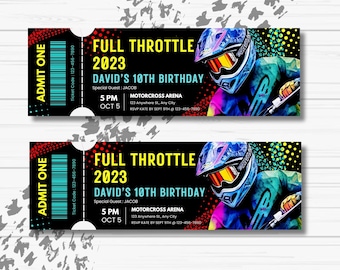 Motocross Birthday Ticket Invitation: Editable Canva Template (Digital Download)