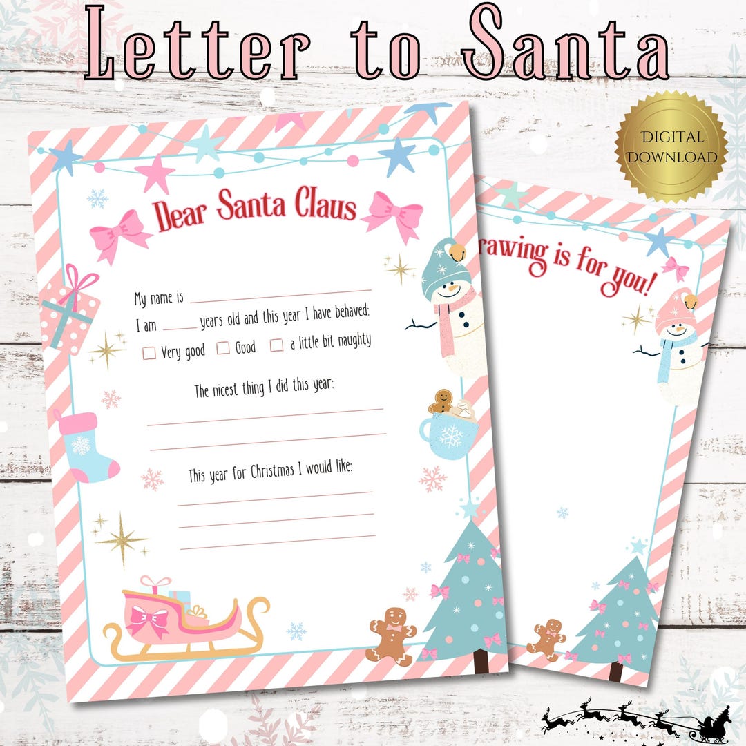 Printable Letter to Santa: Kids Christmas Wish List (PDF Download) - Etsy