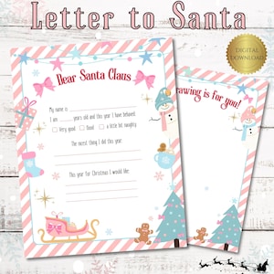 Druckbarer Brief an Santa | Kinder Weihnachtswunschliste | Lieber Weihnachtsmann Brief | Weihnachts Wunschliste Vorlage | Kinderbrief an den Weihnachtsmann | PDF-Download