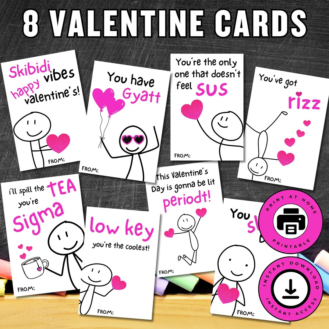 Funny Slang Valentine Cards for Kids: Tween School Valentines (digital ...