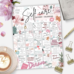 Printable Self-Care Advent Calendar, 25 days of relaxation & mindfulness for her, Christmas countdown PDF, Perfect holiday self-care gift