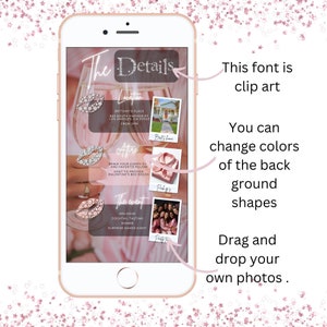 May include: A pink and white mobile phone screen displaying a digital invitation for a Galentine's Day party. The invitation includes details about the location, time, and activities. The text on the screen reads "The Details", "Location", "Brittany's Place", "After", "Bring your comfy PJ and favorite pillow", "Host to provide Galentine's bed socks", "The Event", "Spa Hour", "Cocktail Tasting", "Dinner", "Surprise Games Night", "Britshme", "Pink PJ's", "Party Time".