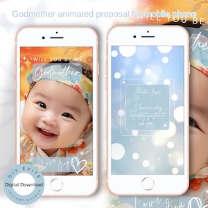 Proposta Você Será Minha Madrinha Evite digital para celular. Cartão de proposta de tia madrinha. Para Android e iPhone 14. Edite no Canva