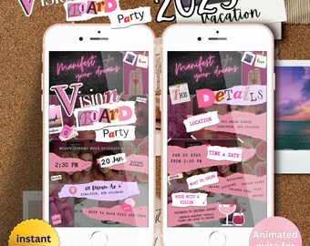 Editable Vision Board Party Evite: Animated 2026 Invitation (Canva)