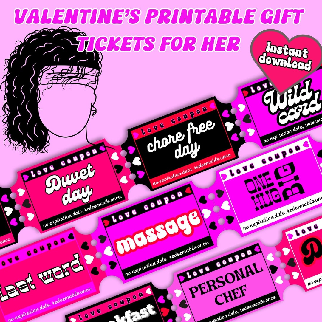 Printable Love Coupons Valentine s Day Anniversary Gift For Her Love Vouchers Coupon Book
