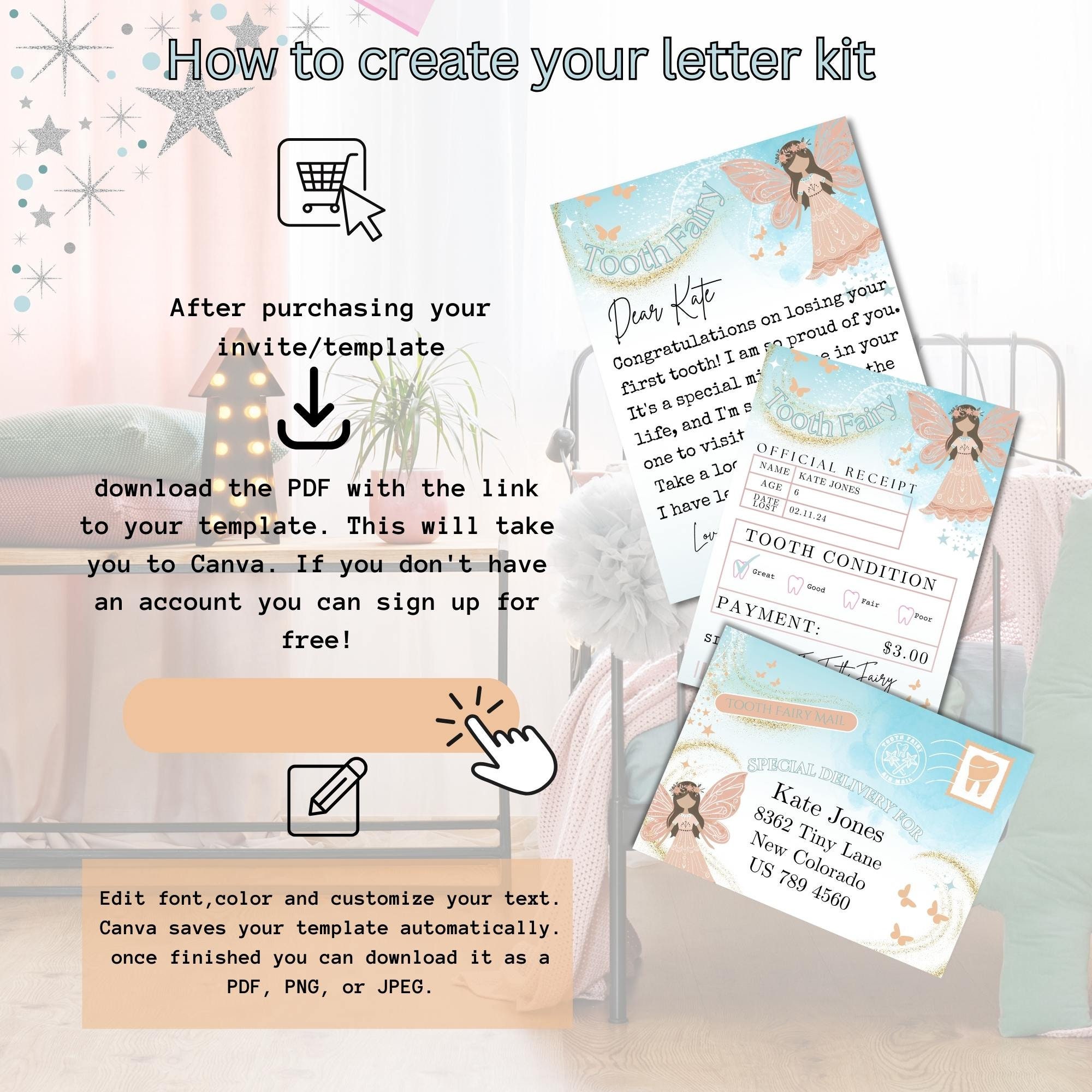 Printable Mini Tooth Fairy Letter Set, Instant Download and Fully ...
