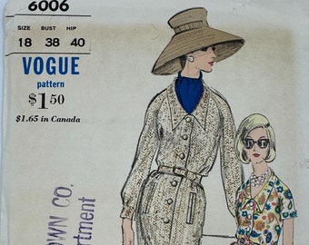 Patron De Couture D'Occasion Vogue Années 1960 Robe B34 (R599