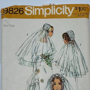 1971 Simplicity 9826 WEDDING VEIL pattern, factory folded!