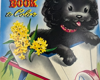 Libro mamut para colorear vintage de Whitman de los años 50. Ilustraciones de Louise Rowe.