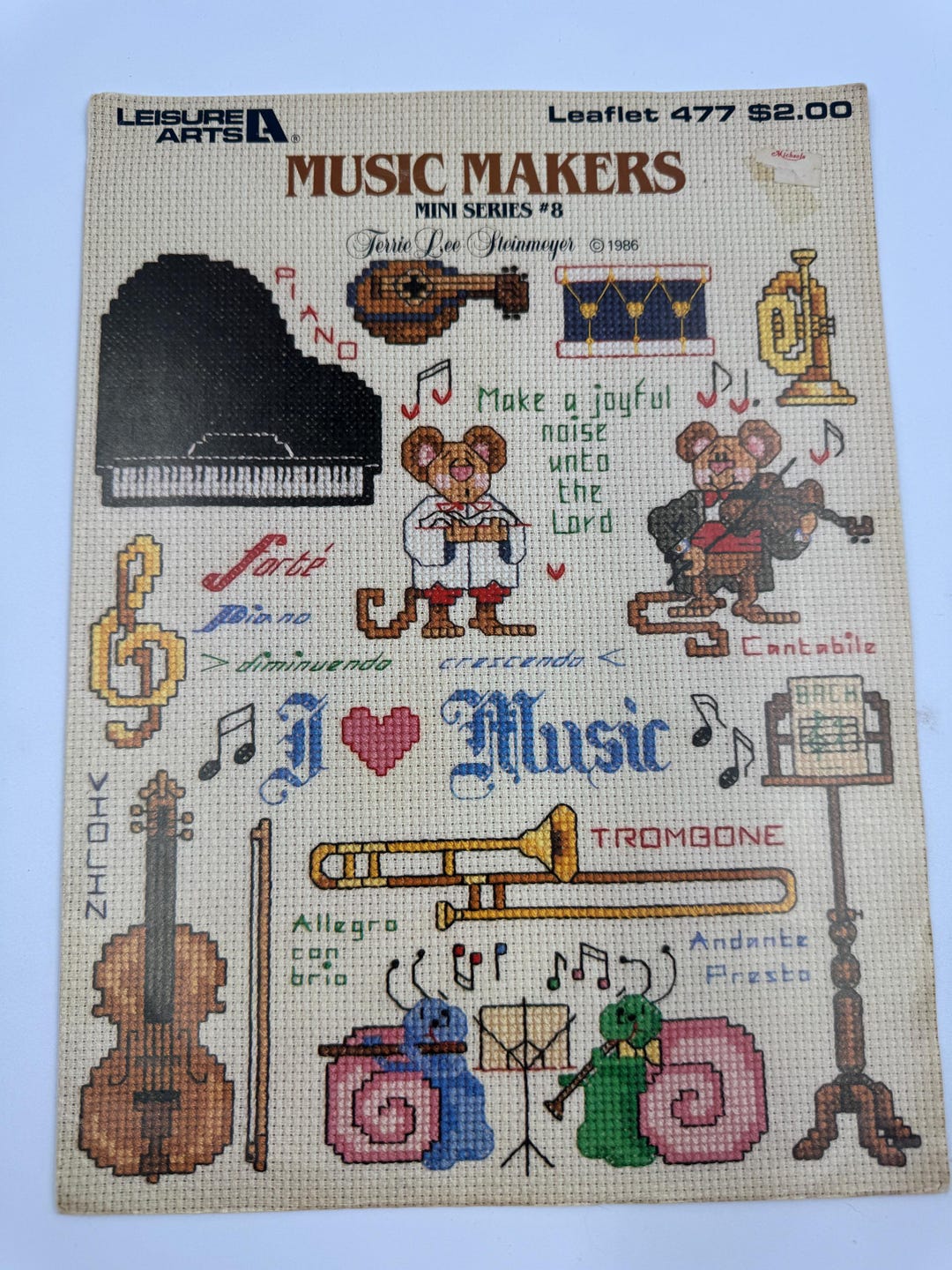 Music Makers Cross Stitch Pattern Leaflet 477 by Leisure Arts - Musical ...