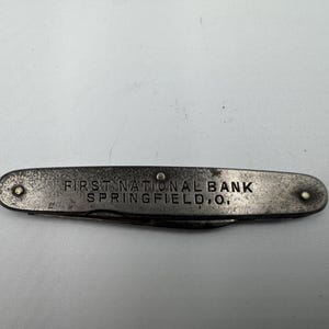 Antique D. Peres Solingen Germany Advertising Pen Knife First National Bank Springfield Ohio 2-Blade