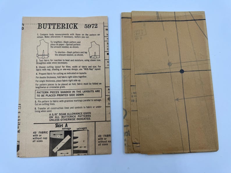 Vintage 1970s Butterick 5972 Sewing Pattern - Misses' Wrap Skirt Three ...