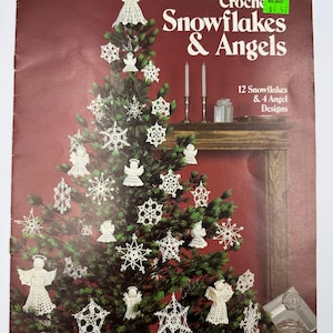 Vintage Crochet Snowflakes & Angels Pattern Leaflet 255 Leisure Arts 1983 Wilma Stash 12 Designs