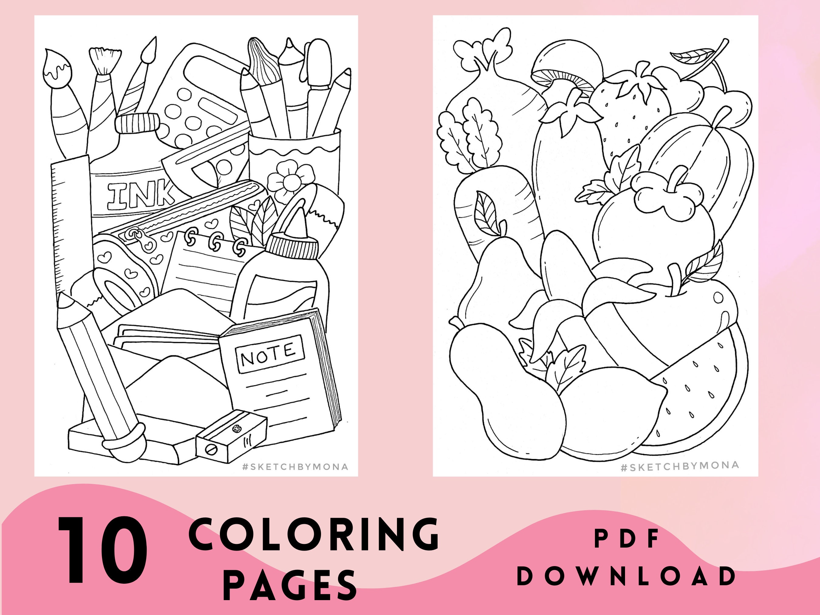 Printable Doodle Coloring Pages, Cute Coloring Sheets for Relaxing