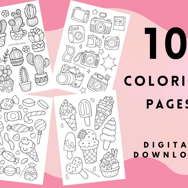 Printable Coloring Pages, Kids and Adualt, Digital Download