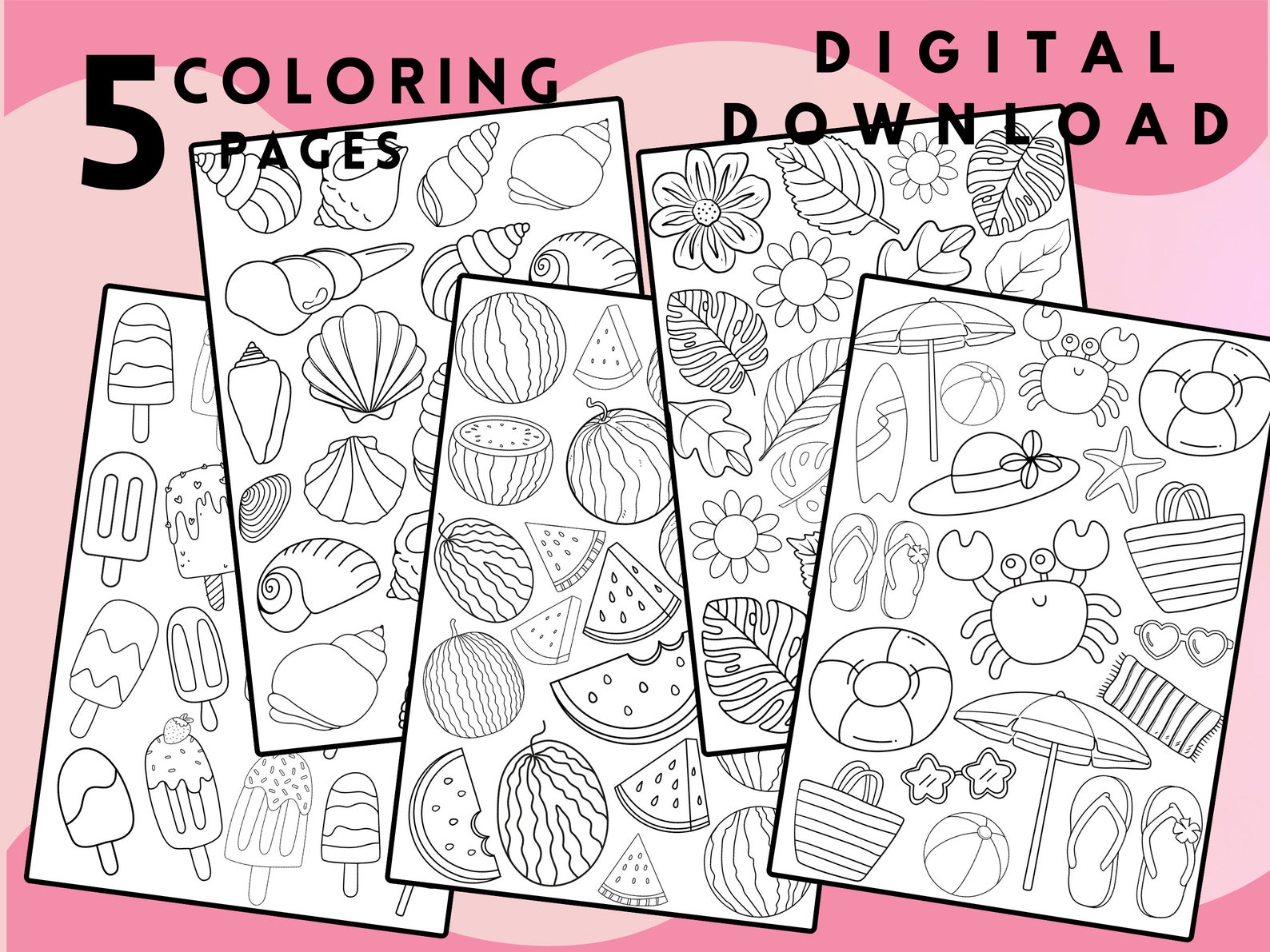 Printable Doodles Coloring Pages, Cute Coloring Sheets, Ice Cream, Leaf ...