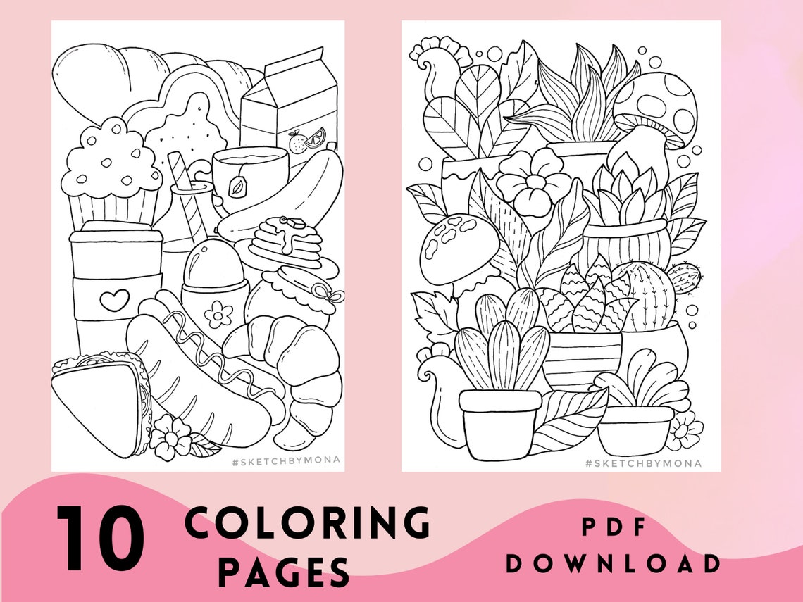 Printable Doodle Coloring Pages, Cute Coloring Sheets for Relaxing