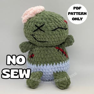 Crochet Zombie Sitting Chubby Digital Pattern, No Sew Halloween Amigurumi Pattern, Spooky Stuffy, PDF FILE ONLY