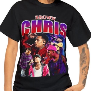 Chris Brown R&B collage T-shirt Black Cotton Unisex All Sizes