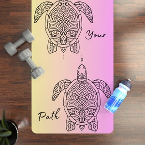 Stay Your Path Yellow Pink Turtle Rubber Yoga Pilates Exercise Workout Stretch Kids Mat