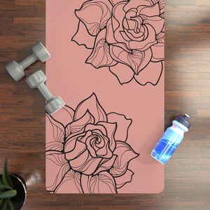 Pink rosy Floram Minimalist Rubber Yoga Pilates Stretch Exercise Mat