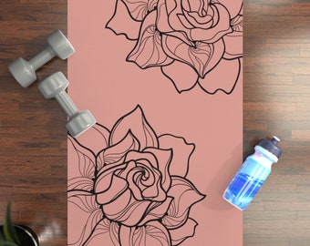 Pink rosy Floram Minimalist Rubber Yoga Pilates Stretch Exercise Mat