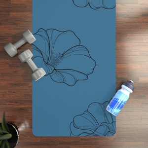 Teal Floral Rubber Yoga Pilates Exercise Workout Stretch Kids Mat