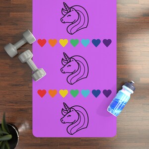 Kids Unicorn Rainbow Heart Rubber Yoga Pilates Stretch Exercise Mat