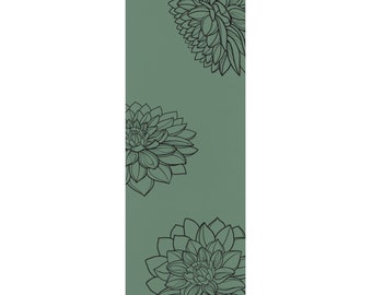 Green Minimalist Floral Rubber Yoga Pilates Exercise Stretch Workout Mat