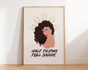 HALF Filipina. VOLLEDIGE BADDIE | Mestza | Abstracte minimalistische kunst | Filipijnse kunst | Filipijnse kunst | Cadeau | Afdrukken