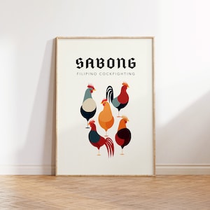 SABONG | Filipiński Kogut Bojowy | Walki Kogutów | Kogut filipiński | Filipiny | Sztuka filipińska | Prezent | Ściana sztuki Filipin