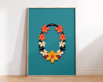 HAWAIIAN LEI Flor amarela | Decoração para casa | Arte de parede | Pôster
